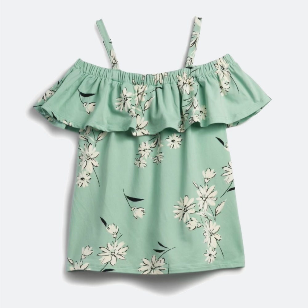 Girls Cold Shoulder Top - Mint Green - Size L Girls